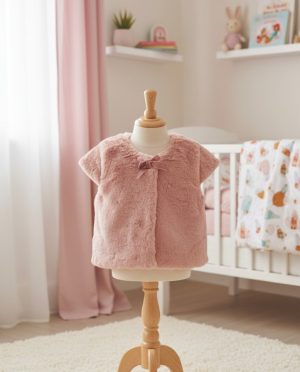 Manteau bébé fourrure manche courte