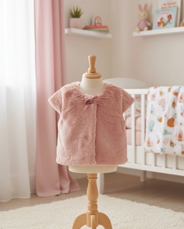 Manteau bébé fourrure manche courte