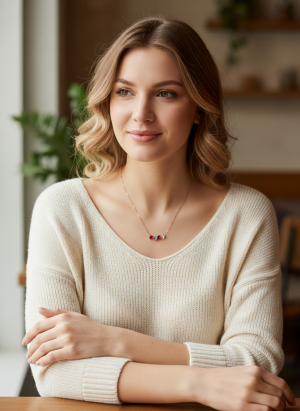 Collier doré 4 fleurs rouge rose blanc