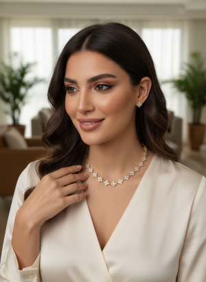 Collier Trefle Fleur Élégant en Strass