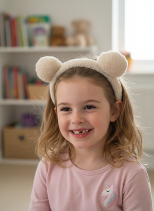 Serre tete ours en peluche beige
