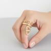 bague-double-infini-revisite Bague duo double tour en acier inoxydable doré – Design infini revisité avec élément pendant intégré