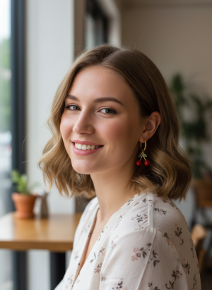 Boucles d’oreilles cerise rouge – Acier inoxydable doré – Bijou fruité tendance