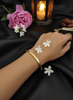 bracelet jonc dore lune