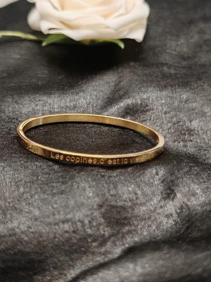 Bracelet doré personnalisé "les copines c'est la vie" en acier inoxydable