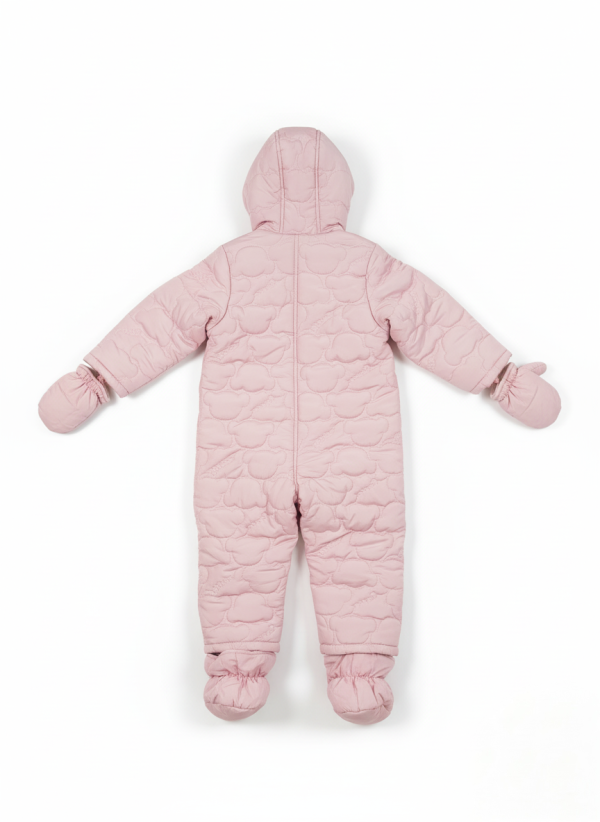 Combi Pilote Bébé Rose Matelassée – Capuche à Fourrure Blanche, Moufles & Chaussons Inclus
