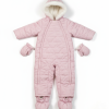 Combi Pilote Bébé Rose Matelassée – Capuche à Fourrure Blanche, Moufles & Chaussons Inclus